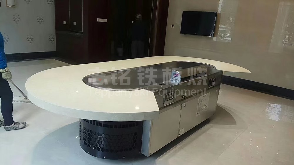 拱形、客户案例实景、裸机+大理石、企业会所，铁板烧设备客户现场实景。