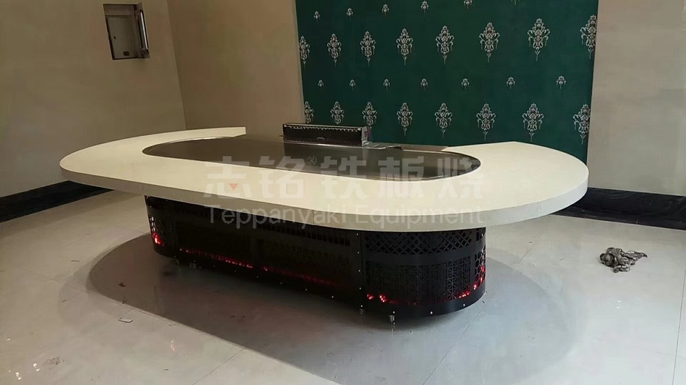 拱形、客户案例实景、裸机+大理石、企业会所，铁板烧设备客户现场实景。