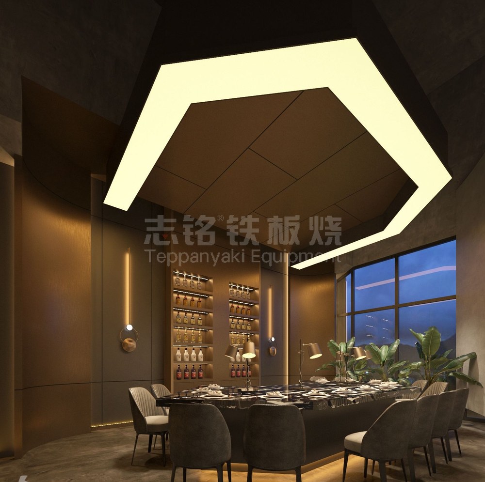 弓形、客户案例实景，铁板烧设备客户现场实景。